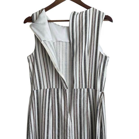 Apt 9 Women Shift Dress 14 Neutral Striped Linen Blend Coastal Office Travel - Picture 5 of 11